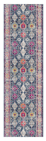 8' Runner Blue and Ivory Oriental Runner Rug - Homeroots - Flyclothing LLC