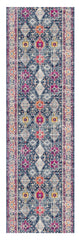 8' Runner Blue and Ivory Oriental Runner Rug