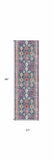 8' Runner Blue and Ivory Oriental Runner Rug - Homeroots