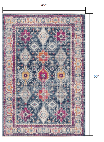 4' X 6' Blue and Ivory Oriental Area Rug - Homeroots - Flyclothing LLC