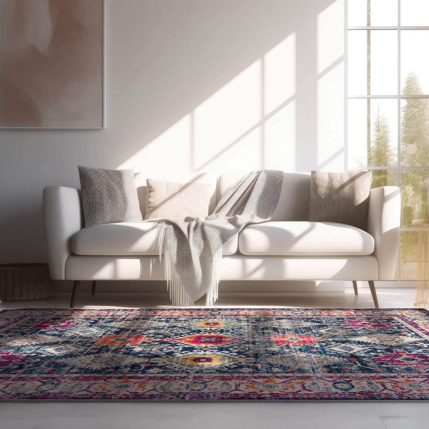 4' X 6' Blue and Ivory Oriental Area Rug - Homeroots - Flyclothing LLC
