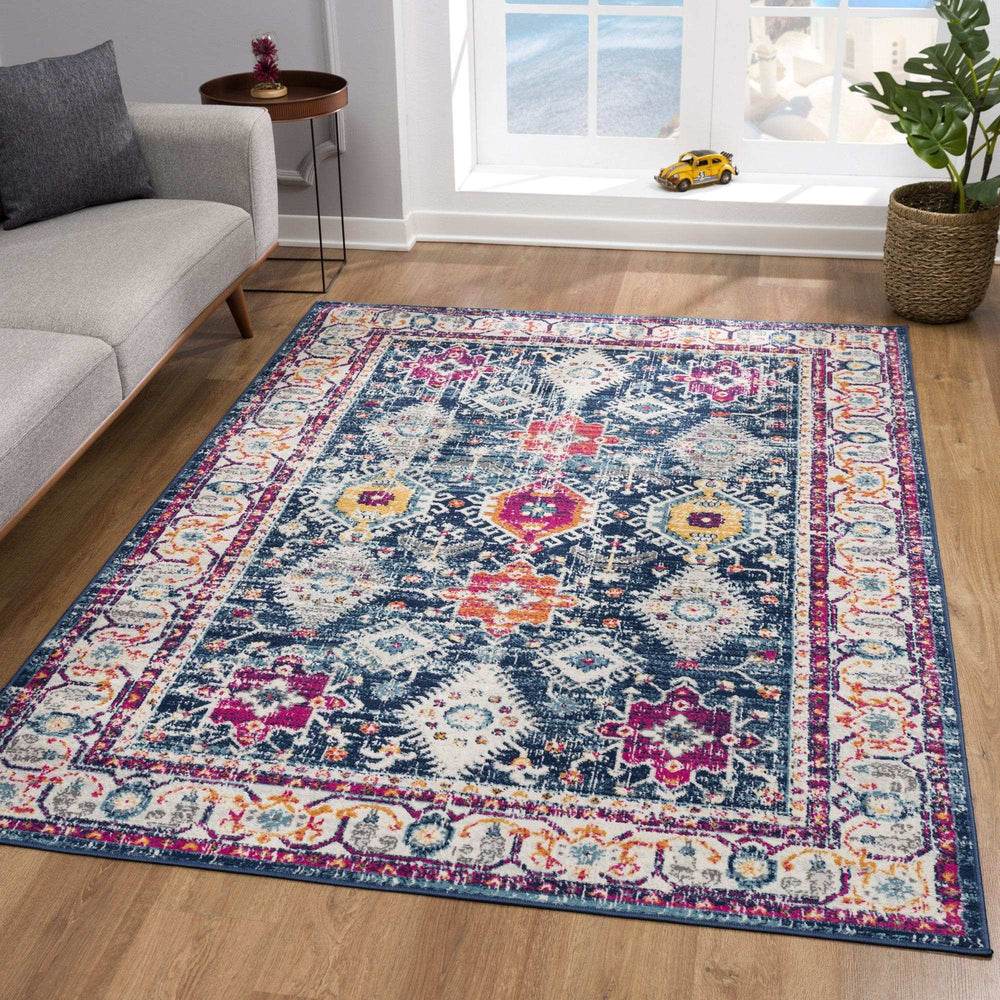 5' X 7' Blue and Ivory Oriental Area Rug - Homeroots - Flyclothing LLC