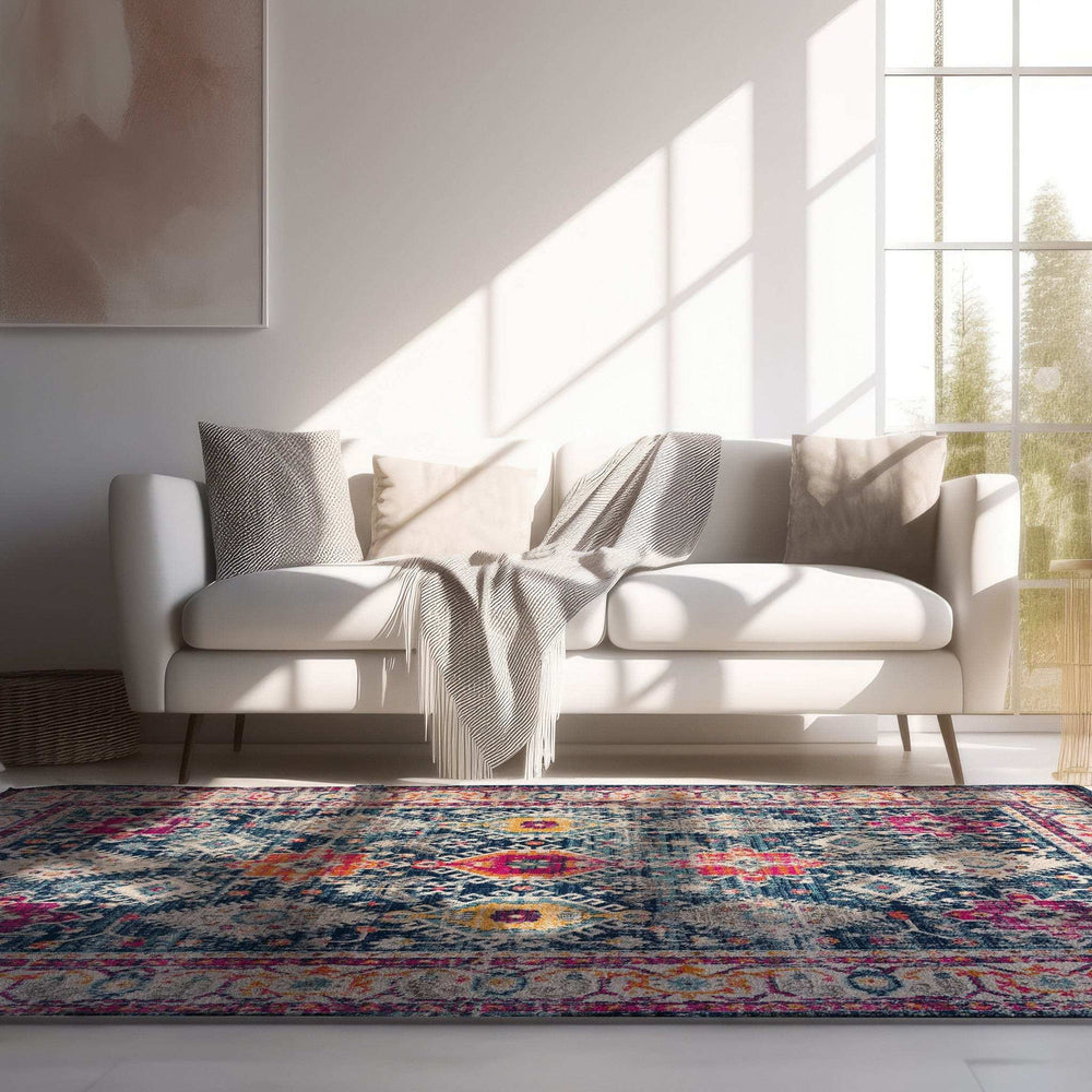 5' X 7' Blue and Ivory Oriental Area Rug - Homeroots - Flyclothing LLC
