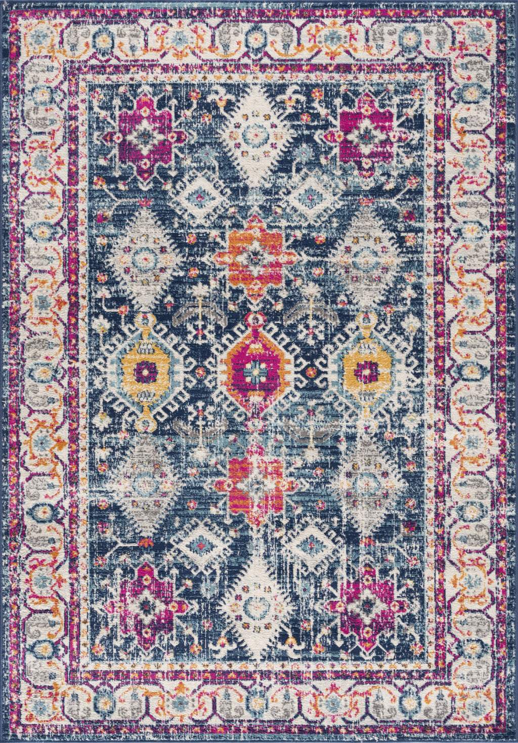 6' X 9' Blue and Ivory Oriental Area Rug - Homeroots - Flyclothing LLC