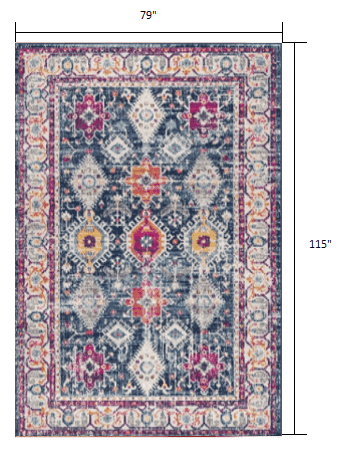6' X 9' Blue and Ivory Oriental Area Rug - Homeroots - Flyclothing LLC