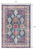 6' X 9' Blue and Ivory Oriental Area Rug - Homeroots