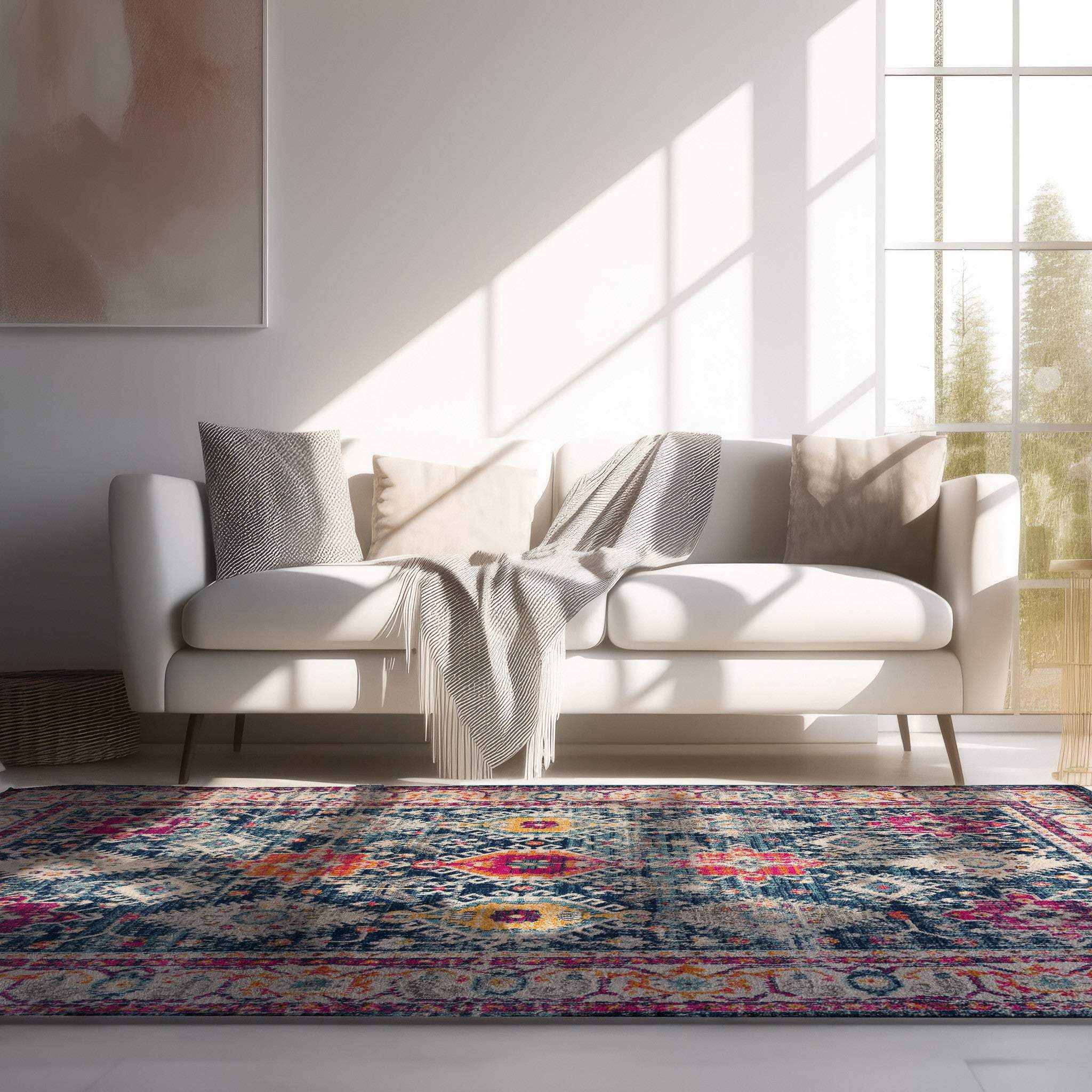 6' X 9' Blue and Ivory Oriental Area Rug - Homeroots - Flyclothing LLC