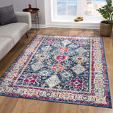 8' X 10' Blue and Ivory Oriental Area Rug - Homeroots - Flyclothing LLC