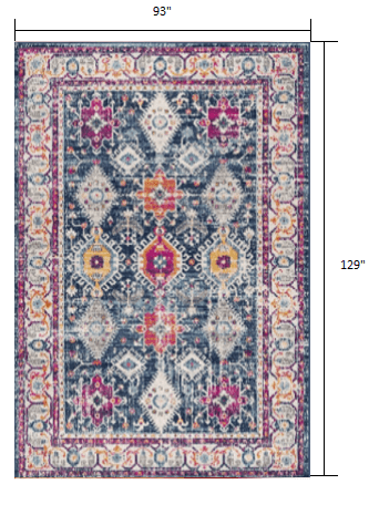 8' X 10' Blue and Ivory Oriental Area Rug - Homeroots - Flyclothing LLC
