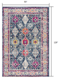 8' X 10' Blue and Ivory Oriental Area Rug - Homeroots