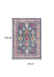 9' X 13' Navy Traditional Decorative Area Rug - Homeroots