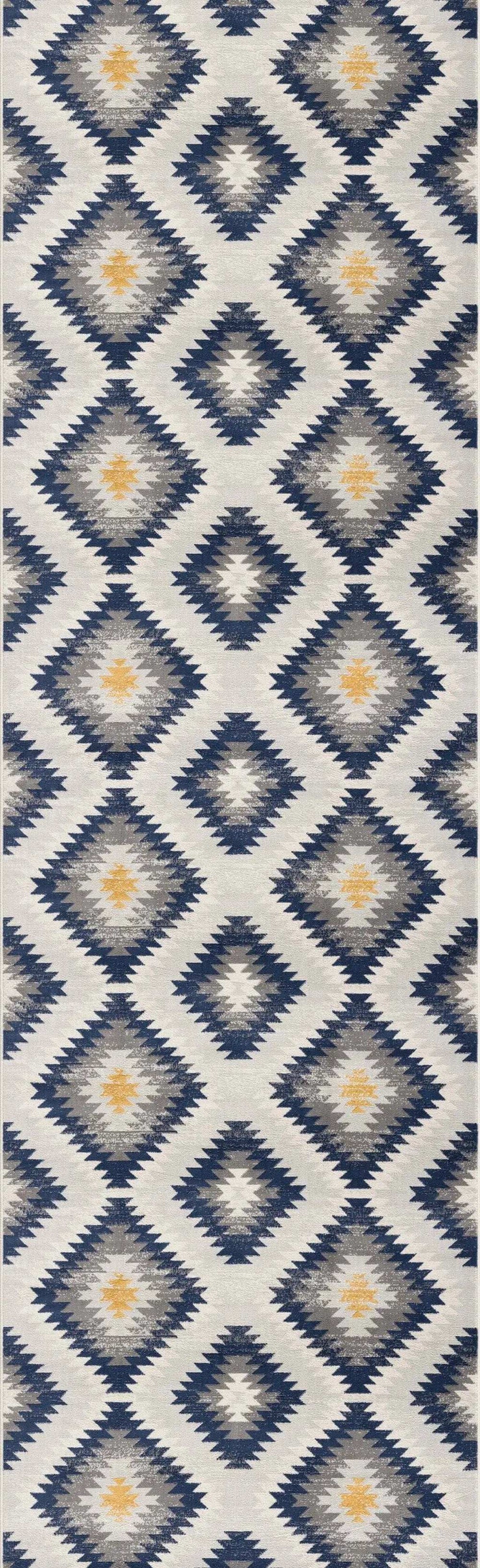 2' X 4' Blue Ikat Kilim Area Rug - Homeroots - Flyclothing LLC