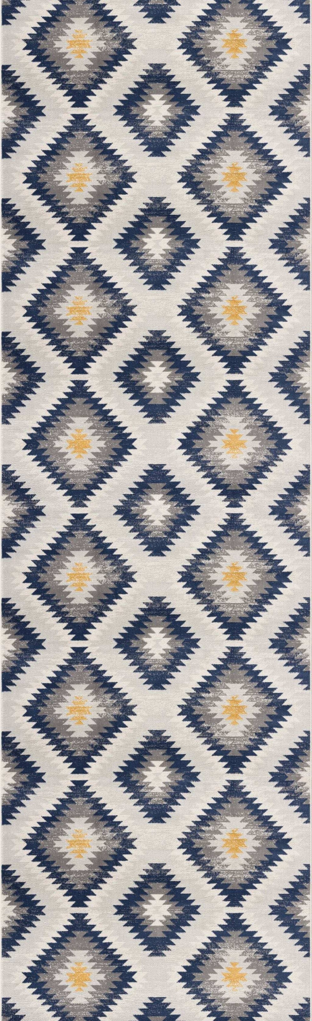 2' X 4' Blue Ikat Kilim Area Rug - Homeroots - Flyclothing LLC