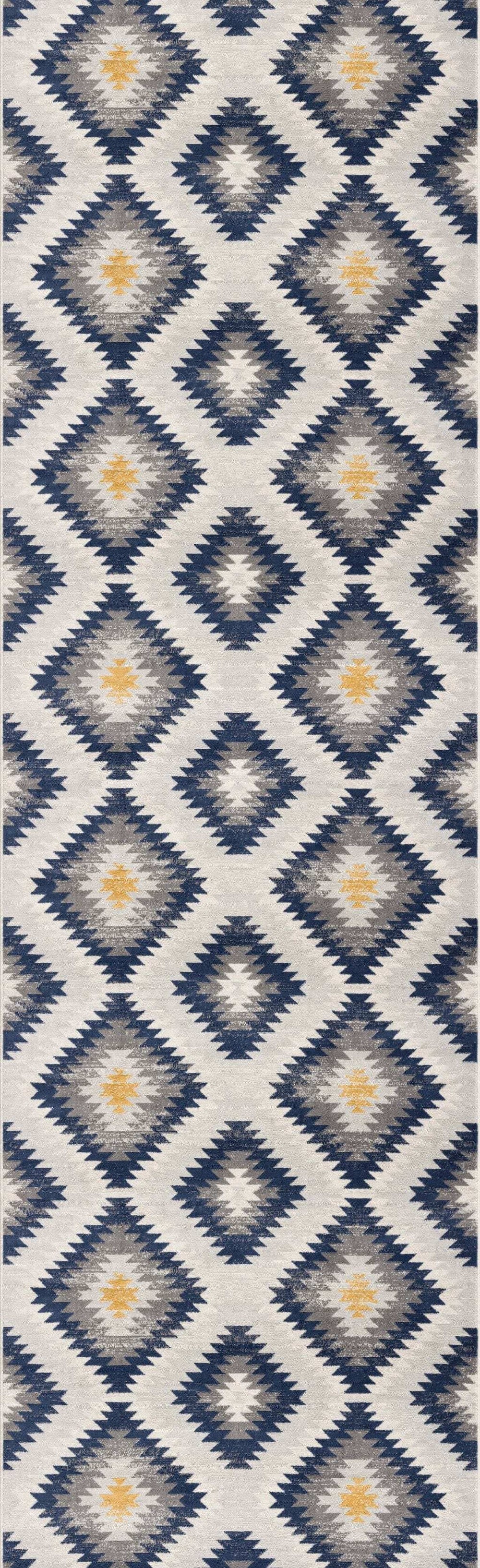 2' X 5' Blue Ikat Kilim Area Rug - Homeroots - Flyclothing LLC