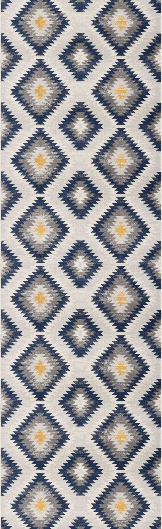2' X 5' Blue Ikat Kilim Area Rug - Homeroots - Flyclothing LLC