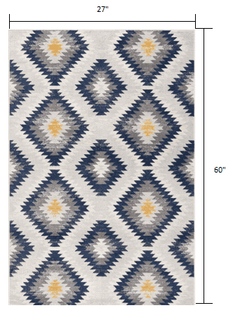 2' X 5' Blue Ikat Kilim Area Rug - Homeroots - Flyclothing LLC