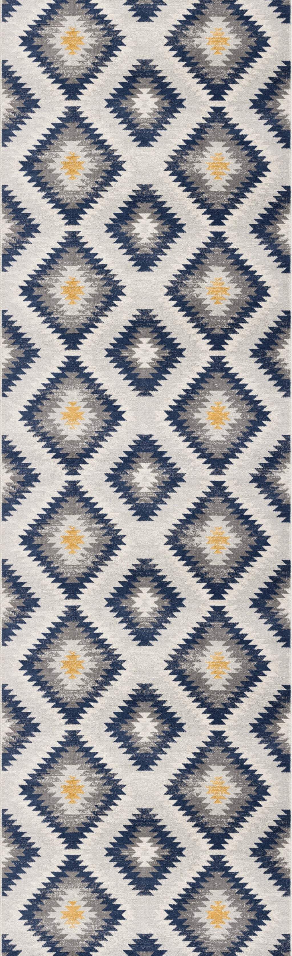 8' Blue Ikat Kilim Runner Rug - Homeroots - Flyclothing LLC