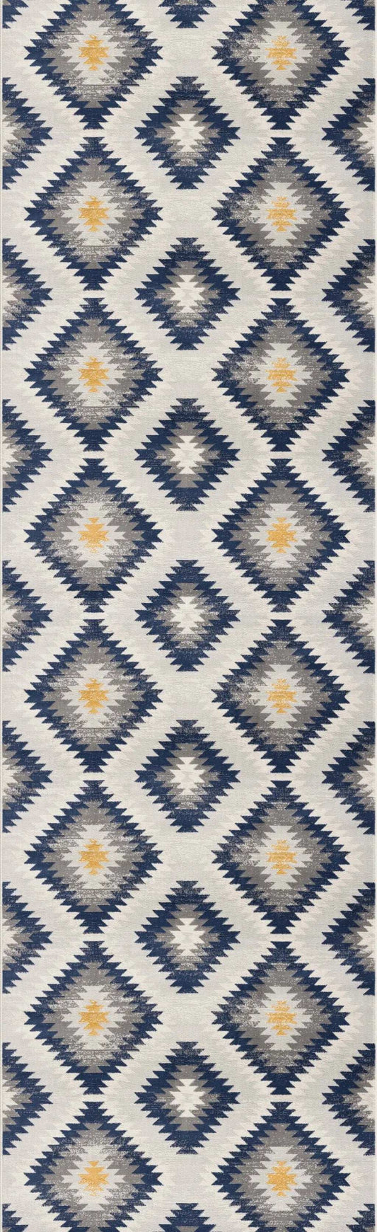 8' Blue Ikat Kilim Runner Rug - Homeroots - Flyclothing LLC