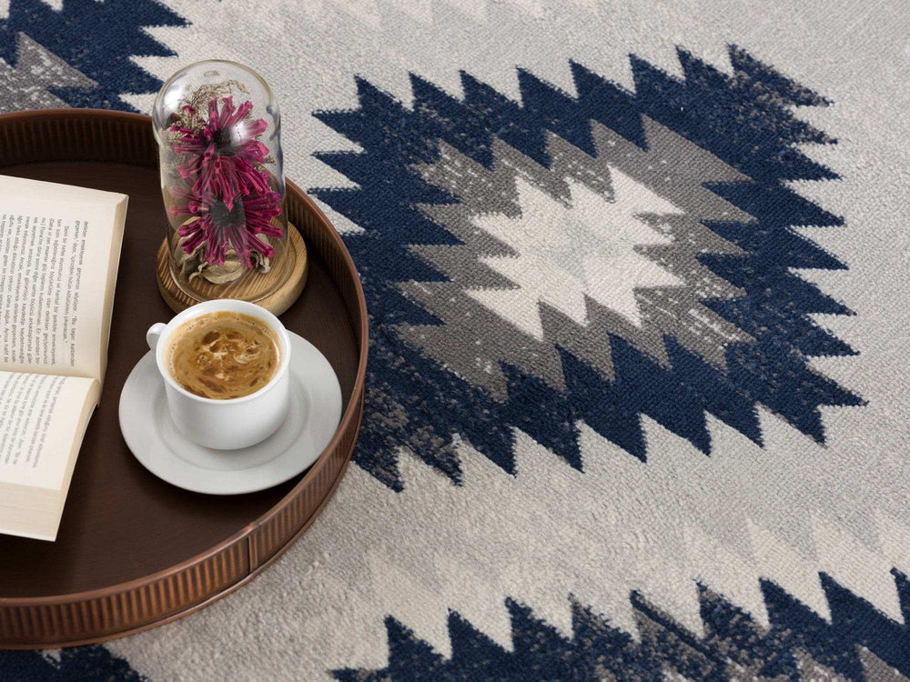 4' X 6' Blue Ikat Kilim Area Rug - Homeroots - Flyclothing LLC