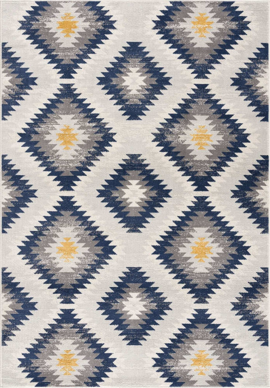 4' X 6' Blue Ikat Kilim Area Rug - Homeroots - Flyclothing LLC