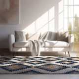 5' X 7' Blue Ikat Kilim Area Rug - Homeroots - Flyclothing LLC