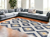 6' X 9' Blue Ikat Kilim Area Rug - Homeroots