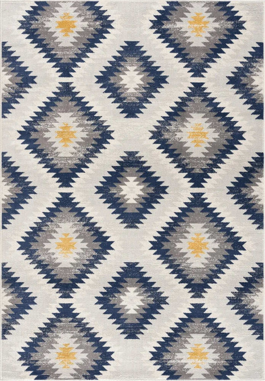 8' X 10' Blue Ikat Kilim Area Rug - Homeroots - Flyclothing LLC
