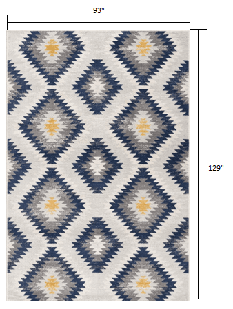 8' X 10' Blue Ikat Kilim Area Rug - Homeroots - Flyclothing LLC