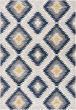 9' X 13' Blue and Gray Kilim Pattern Area Rug