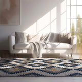 9' X 13' Blue and Gray Kilim Pattern Area Rug - Homeroots - Flyclothing LLC