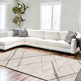 12' X 18' Gray Geometric Washable Non Skid Area Rug - Homeroots