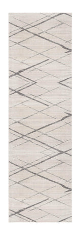 10' Runner Gray and Ivory Geometric Runner Rug - Homeroots - Flyclothing LLC