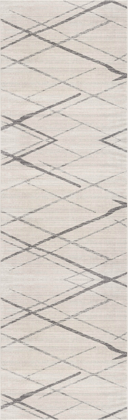 13' Runner Gray and Ivory Geometric Runner Rug