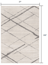 20' Runner Gray and Ivory Geometric Runner Rug - Homeroots - Flyclothing LLC