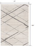 20' Runner Gray and Ivory Geometric Runner Rug - Homeroots