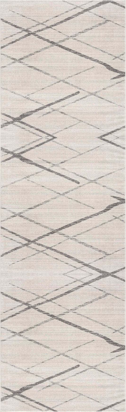 2' X 4' Gray and Ivory Geometric Area Rug - Homeroots - Flyclothing LLC