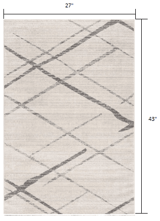 2' X 4' Gray and Ivory Geometric Area Rug - Homeroots - Flyclothing LLC