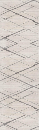 6' Runner Gray and Ivory Geometric Runner Rug - Homeroots - Flyclothing LLC