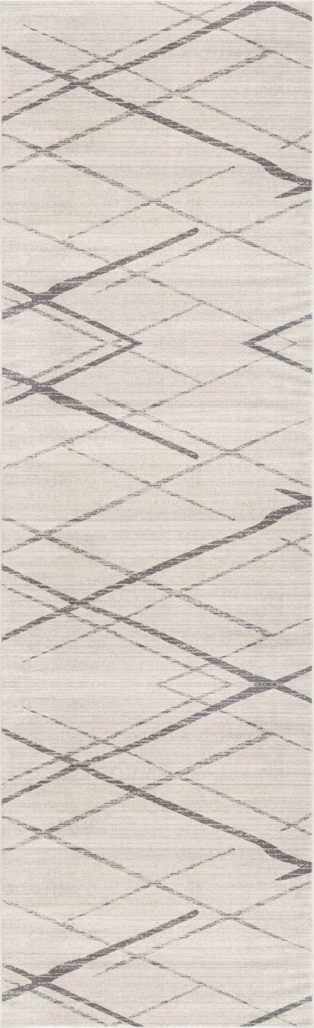 6' Runner Gray and Ivory Geometric Runner Rug - Homeroots - Flyclothing LLC
