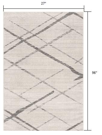 8' Runner Gray and Ivory Geometric Runner Rug - Homeroots - Flyclothing LLC