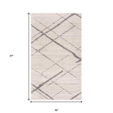 3' X 5' Gray and Ivory Geometric Area Rug - Homeroots