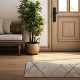 3' X 5' Gray and Ivory Geometric Area Rug - Homeroots - Flyclothing LLC