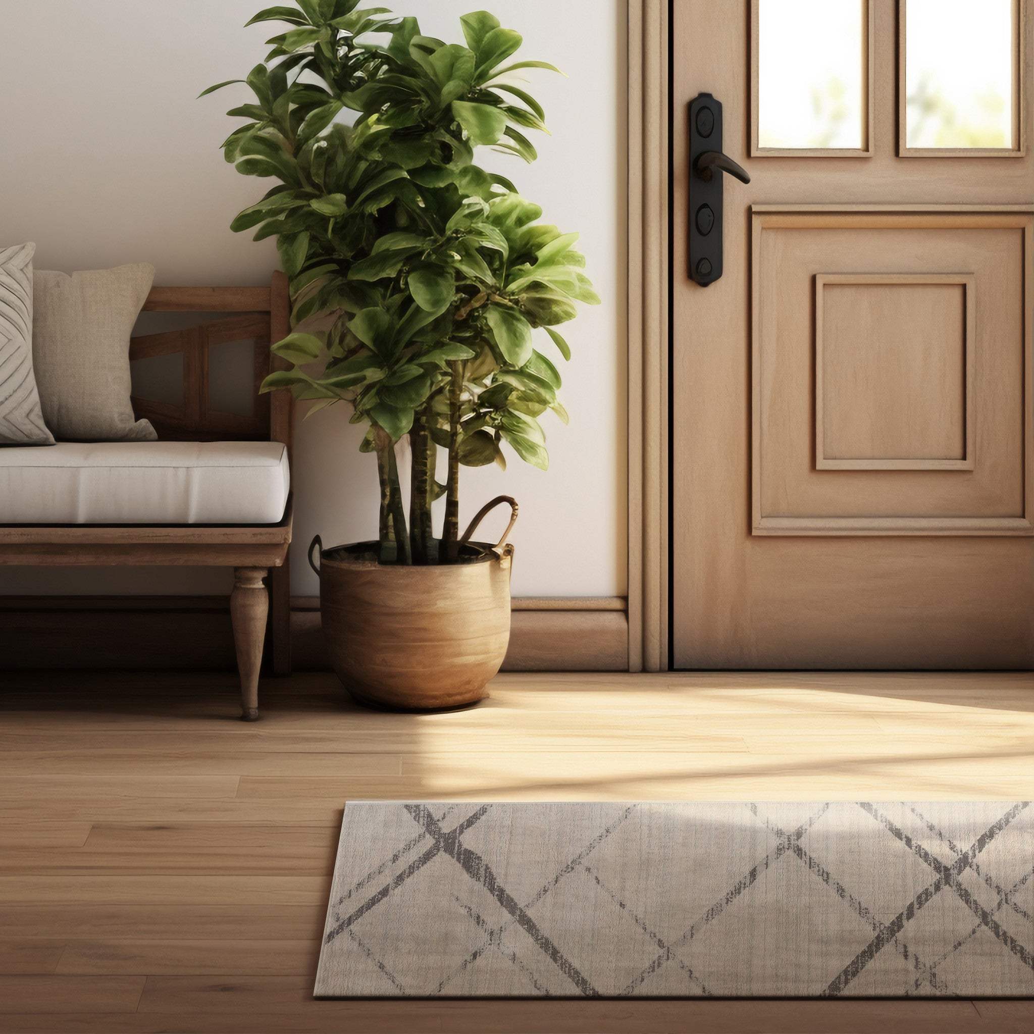 3' X 5' Gray and Ivory Geometric Area Rug - Homeroots - Flyclothing LLC