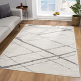 4' X 6' Gray and Ivory Geometric Area Rug - Homeroots