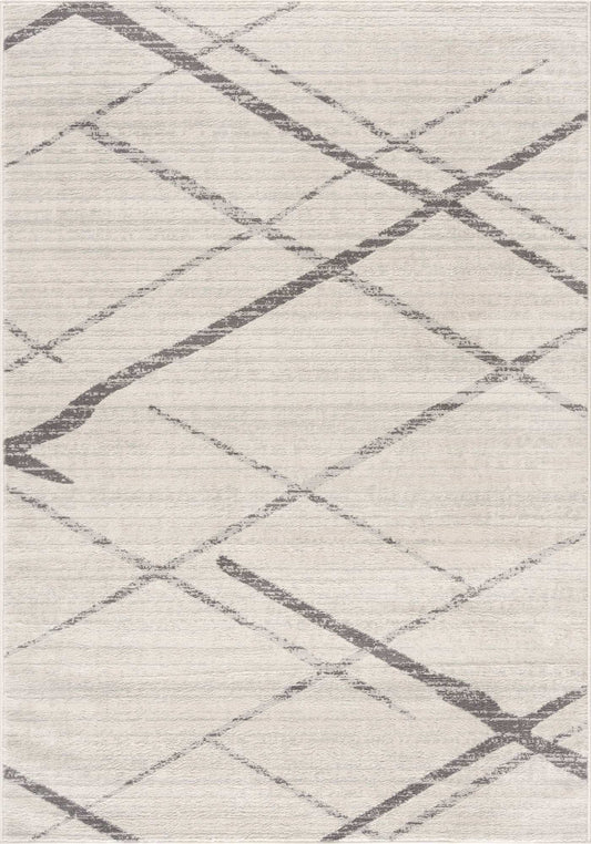 6' X 9' Gray and Ivory Geometric Area Rug - Homeroots - Flyclothing LLC