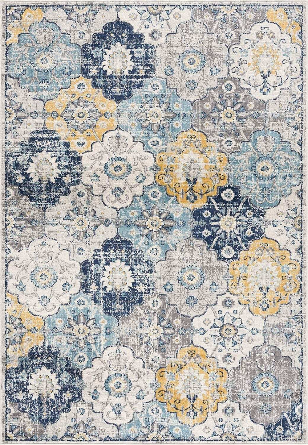 13' Runner Blue and Yellow Floral Runner Rug - Homeroots - Flyclothing LLC