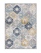 2' X 4' Blue and Yellow Floral Area Rug - Homeroots - Flyclothing LLC