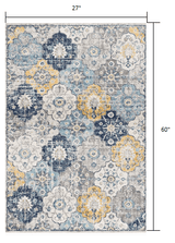 2' X 5' Blue and Yellow Floral Area Rug - Homeroots - Flyclothing LLC