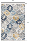 8' Runner Blue and Yellow Floral Runner Rug - Homeroots
