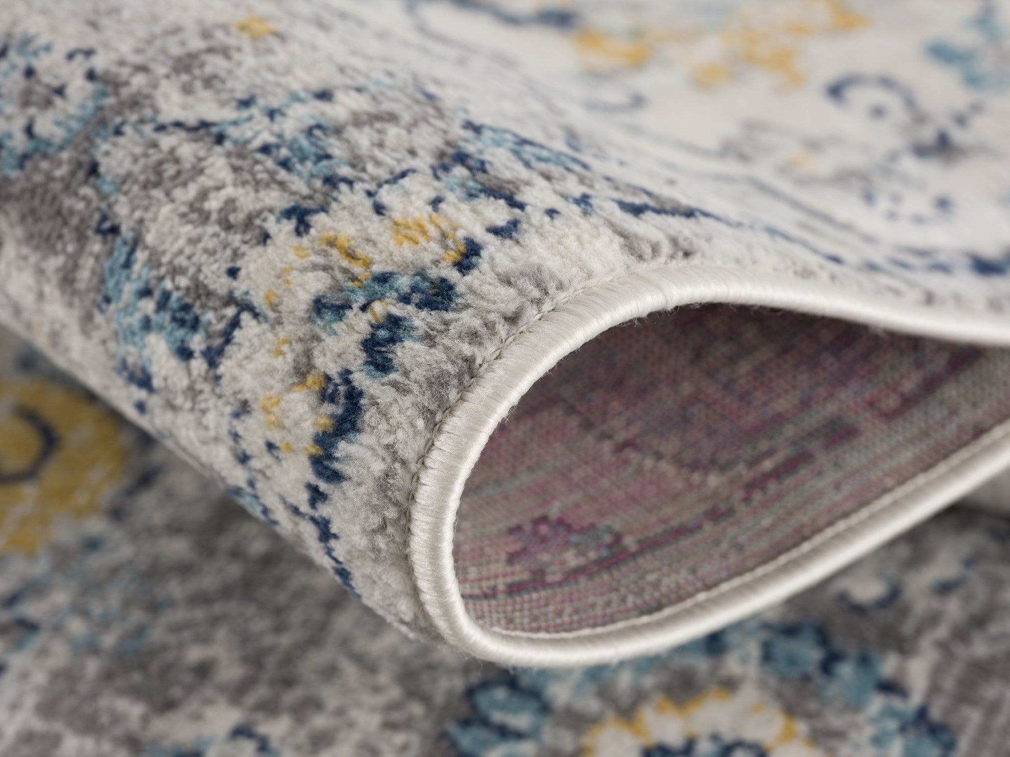 4' X 6' Blue and Yellow Floral Area Rug